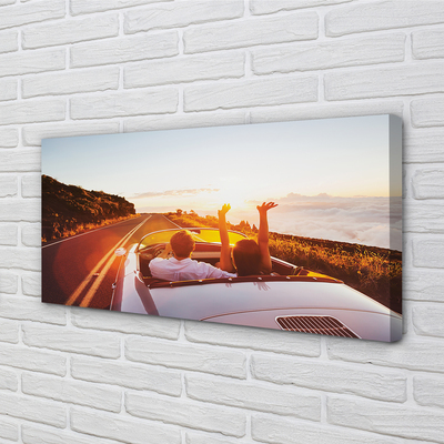 Pintura em tela Pessoas de carro de estrada no céu