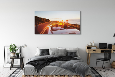 Pintura em tela Pessoas de carro de estrada no céu