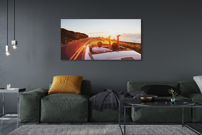 Pintura em tela Pessoas de carro de estrada no céu