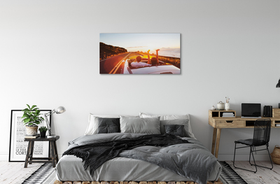 Pintura em tela Pessoas de carro de estrada no céu