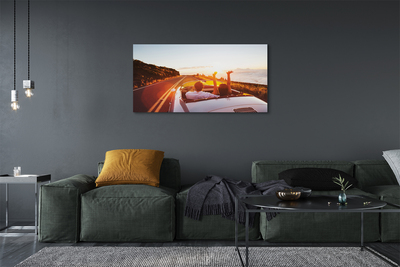 Pintura em tela Pessoas de carro de estrada no céu