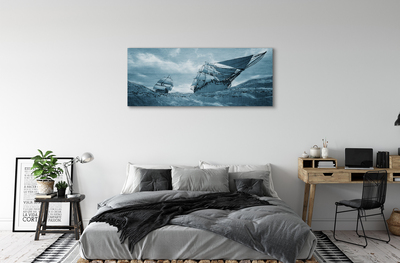 Pintura em tela Navio de tempestade céu mar