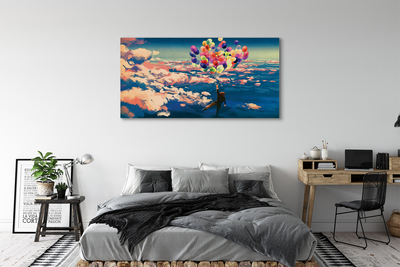 Pintura em tela Céu nuvens balões