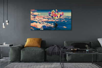 Pintura em tela Céu nuvens balões