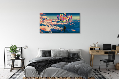 Pintura em tela Céu nuvens balões