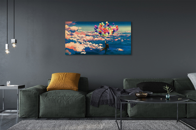 Pintura em tela Céu nuvens balões