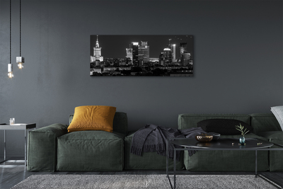 Pintura em tela Panorama de Varsóvia: arranha-céus noturnos