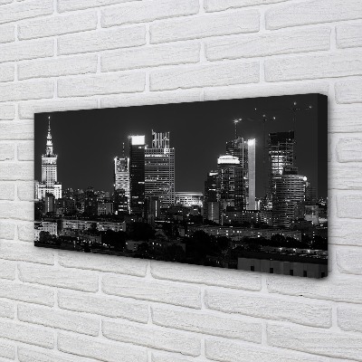 Pintura em tela Panorama de Varsóvia: arranha-céus noturnos