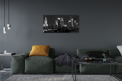 Pintura em tela Panorama de Varsóvia: arranha-céus noturnos