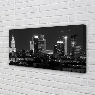 Pintura em tela Panorama de Varsóvia: arranha-céus noturnos
