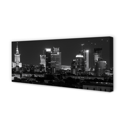 Pintura em tela Panorama de Varsóvia: arranha-céus noturnos
