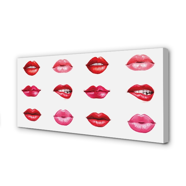 Quadro em tela Lábios vermelhos e rosa