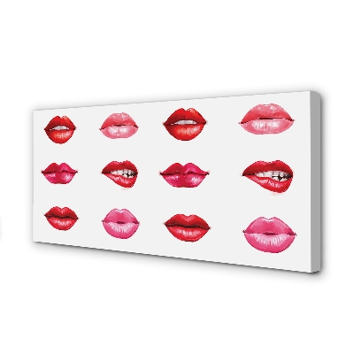 Quadro em tela Lábios vermelhos e rosa