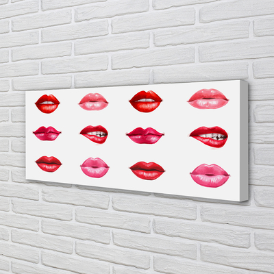 Quadro em tela Lábios vermelhos e rosa