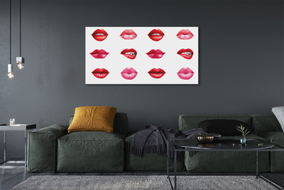 Quadro em tela Lábios vermelhos e rosa