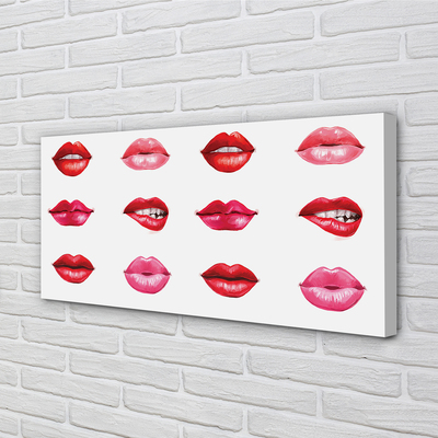 Quadro em tela Lábios vermelhos e rosa