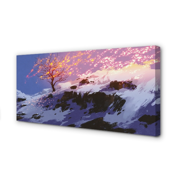 Quadro em tela Árvore da montanha de inverno
