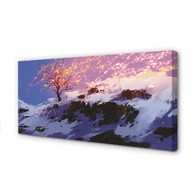 Quadro em tela Árvore da montanha de inverno