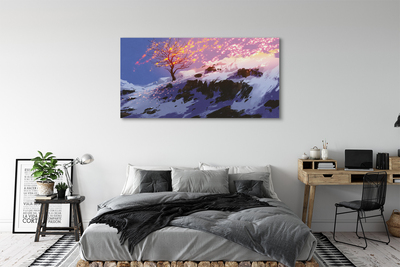 Quadro em tela Árvore da montanha de inverno