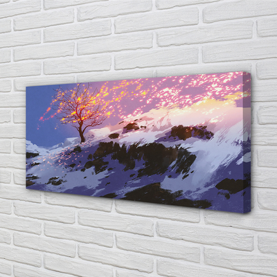 Quadro em tela Árvore da montanha de inverno