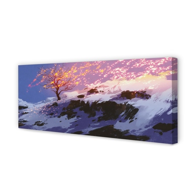 Quadro em tela Árvore da montanha de inverno