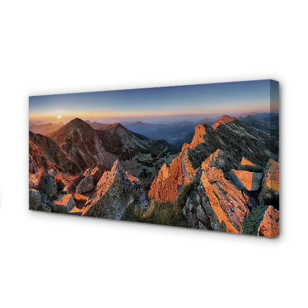 Quadro em tela Pôr do sol na montanha