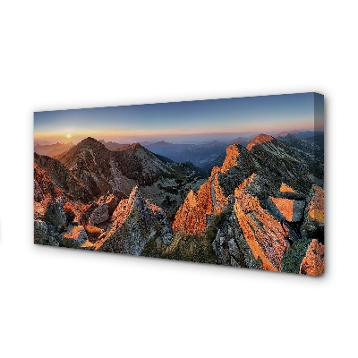 Quadro em tela Pôr do sol na montanha