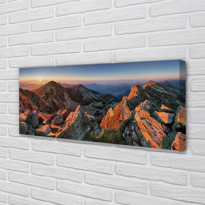 Quadro em tela Pôr do sol na montanha