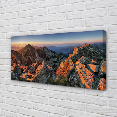 Quadro em tela Pôr do sol na montanha