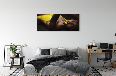 Pintura em tela Mulher com lábios amarelos