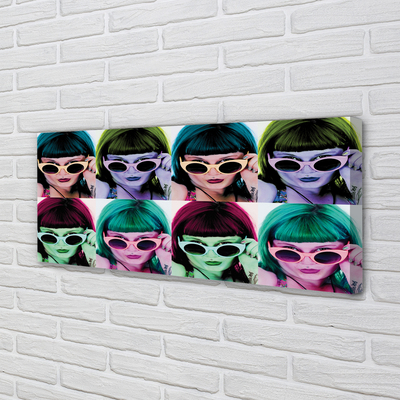 Quadro em tela Mulher com cabelos coloridos e óculos