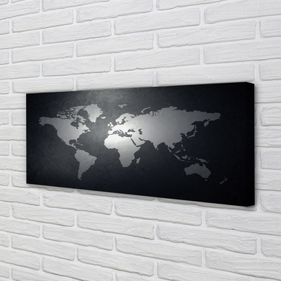 Quadro em tela Mapa de fundo preto e branco
