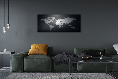 Quadro em tela Mapa de fundo preto e branco