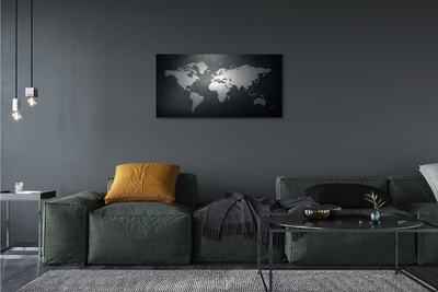 Quadro em tela Mapa de fundo preto e branco