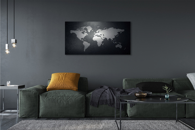 Quadro em tela Mapa de fundo preto e branco