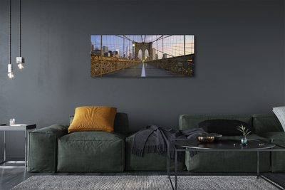 Pintura em tela Pôr do sol na ponte dos arranha-céus