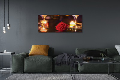 Quadro em tela copos de velas rosas