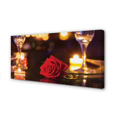 Quadro em tela copos de velas rosas