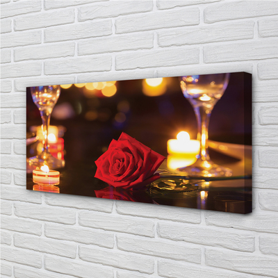 Quadro em tela copos de velas rosas