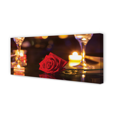 Quadro em tela copos de velas rosas