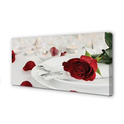 Quadro em tela Jantar com velas e rosas