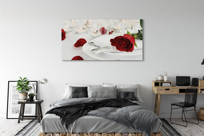 Quadro em tela Jantar com velas e rosas