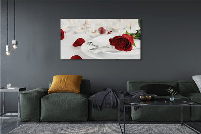 Quadro em tela Jantar com velas e rosas