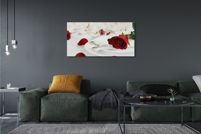 Quadro em tela Jantar com velas e rosas