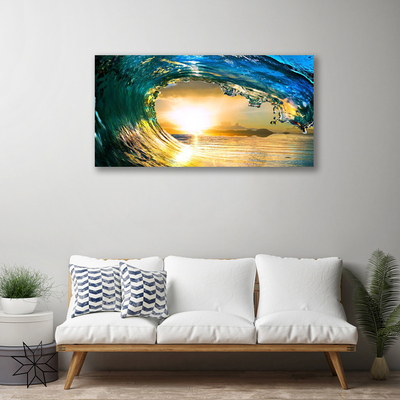 Quadro em tela Onda Mar Pôr do Sol Natureza