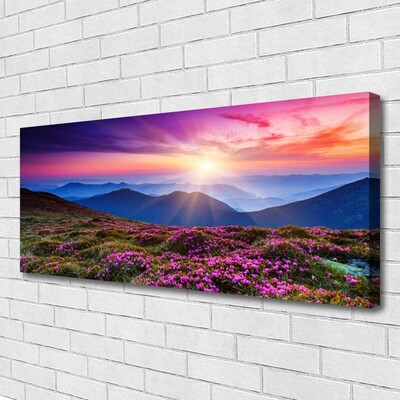 Quadro em tela Montanhas Prado Flores Paisagem