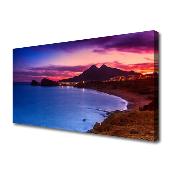 Quadro em tela Mar Praia Montanhas Paisagem