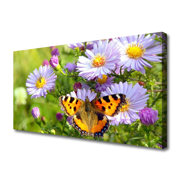 Quadro canvas Flores Borboleta Planta Natureza
