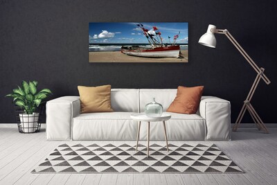 Quadro canvas Paisagem de barco de praia e mar