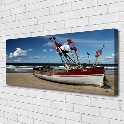 Quadro canvas Paisagem de barco de praia e mar